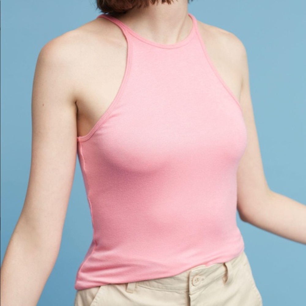 Anthropologie Lilka Ribbed Pink Tank Top